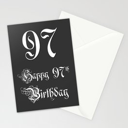 [ Thumbnail: Happy 97th Birthday - Fancy, Ornate, Intricate Look Stationery Cards ]