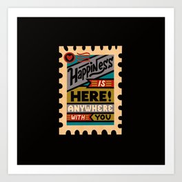 Happiness Is Here! // Vintage Stamp Americana Antique Art Print
