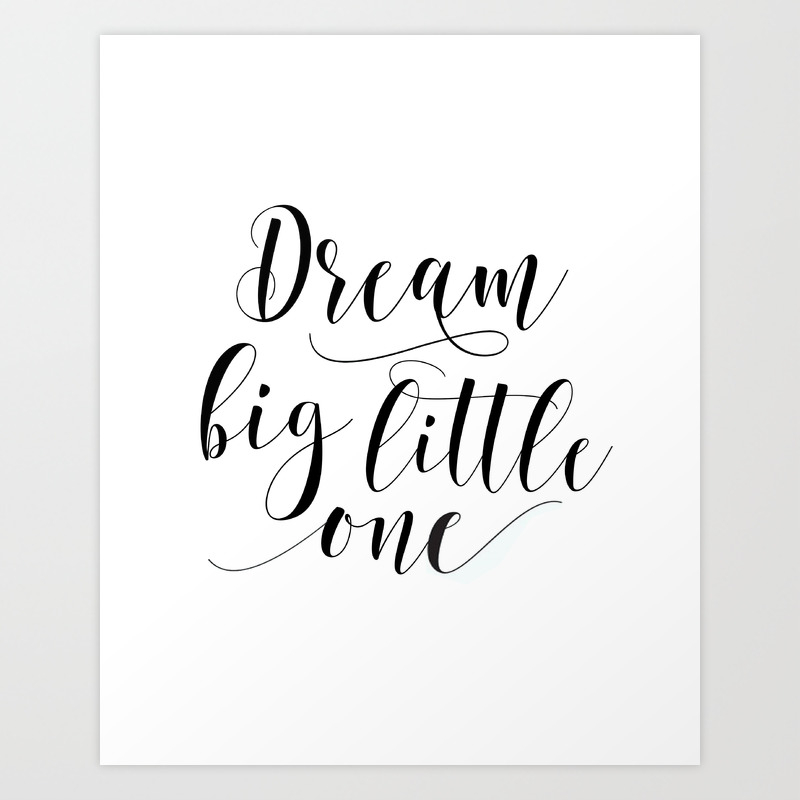 Dream Big Little Man Scandinavian Print For Boys Bedroom Nursery Black & White 
