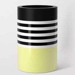 Pastel Yellow With Black and White Stripes Can Cooler