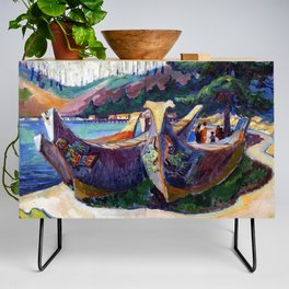 Emily Carr First Nations War Canoes in Alert Bay Credenza