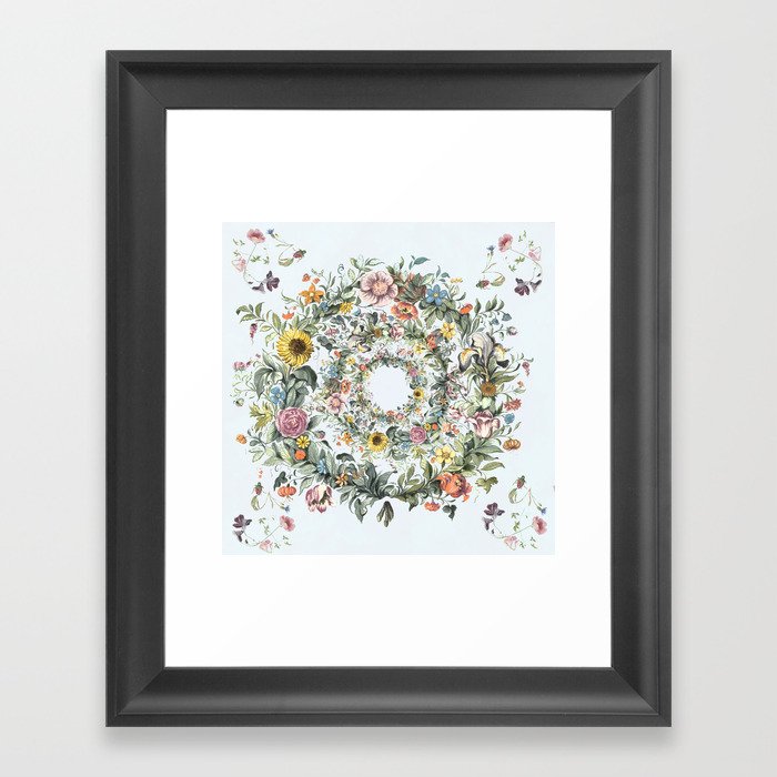 Romantic flower wreath Framed Art Print