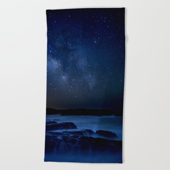 Dark Night California Coastal Waters Beach Towel