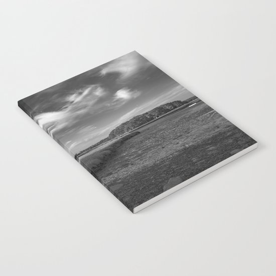 Sky and Marsh Black and white Notebook