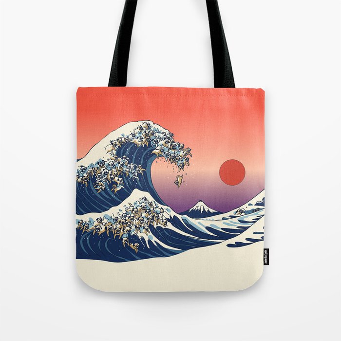 The Great Wave of Pug Tote Bag