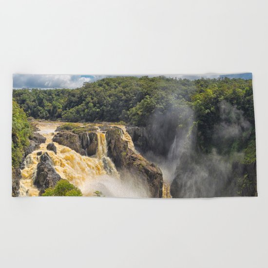 Beautiful wild waterfall Beach Towel