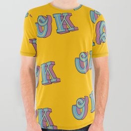 OK Letter Pattern All Over Graphic Tee