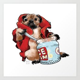 Pug dog Art Print