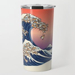 The Great Wave of Shiba Inu Travel Mug