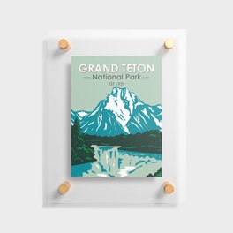 Grand Teton Jackson Hole Valley National Park Wyoming Vintage Floating Acrylic Print