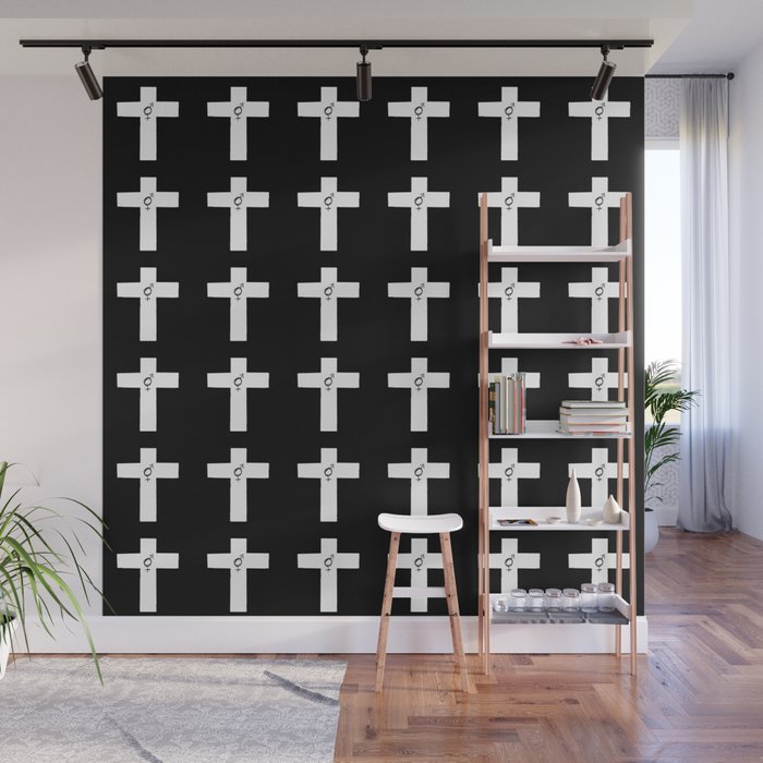 Christian Cross 34 with symbol of transgender Wall Mural