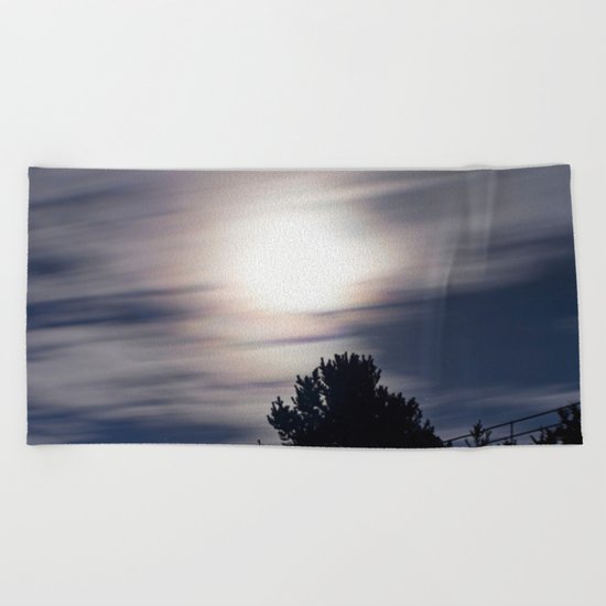 Full moon and clouds Beach Towel