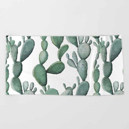 Cactus Bunch Green Beach Towel