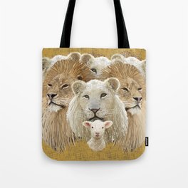 Lions led by a lamb Tote Bag
