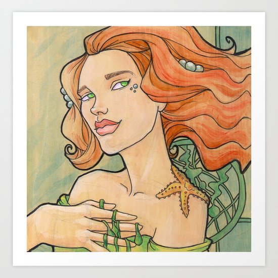 Tattooed Mermaid 11 Art Print