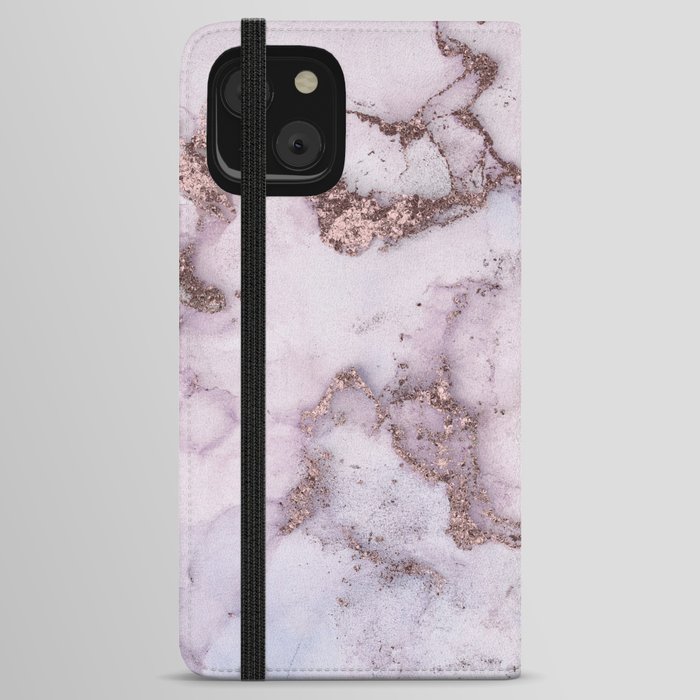 Abstract Alcohol Ink Art Painting Rosegold And Blush Pink iPhone Wallet Case