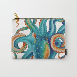 Octopus Teal Watercolor Ink Carry-All Pouch