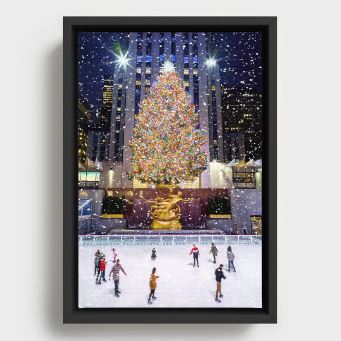 Rockefeller Center Christmas Tree New York City Framed Canvas