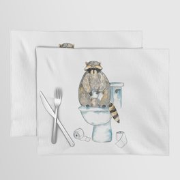 Raccoon toilet Painting Wall Poster Watercolor Placemat
