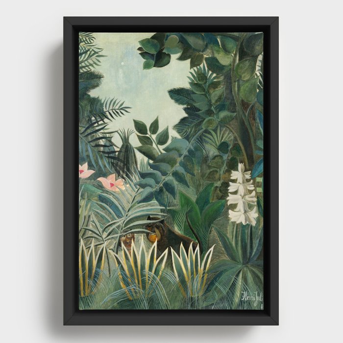 The Equatorial Jungle (1909) by Henri Rousseau. Framed Canvas