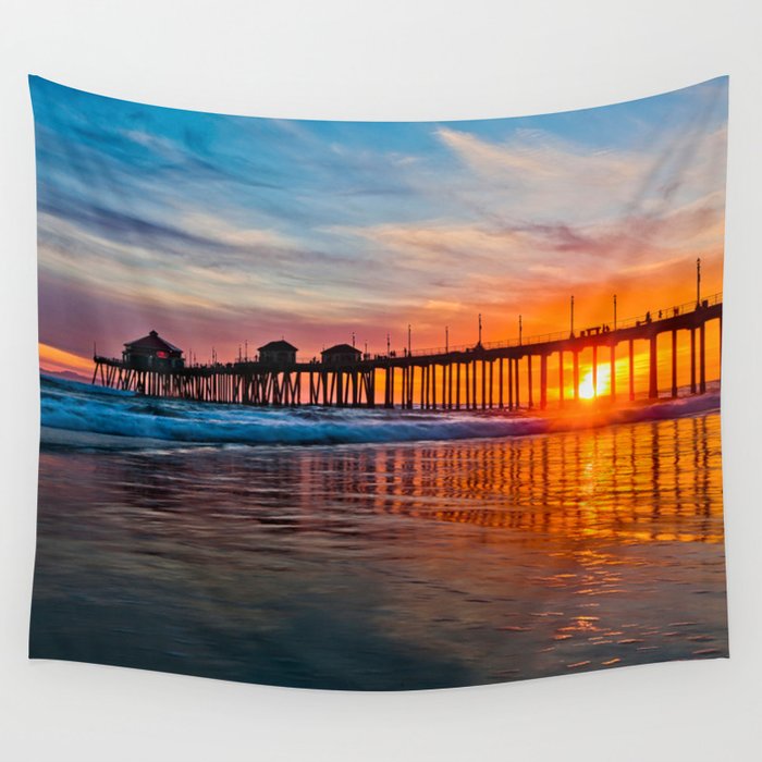 HB Sunsets - Sunset At The Huntington Beach Pier 3/10/16 Wall Tapestry
