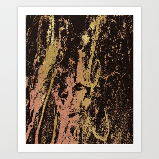 Rose gold & gold marbled Art Print