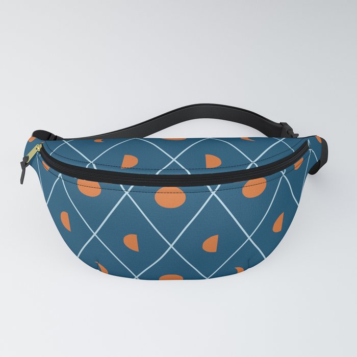 Moon Phases Pattern in Navy Blue and Orange 8 Fanny Pack