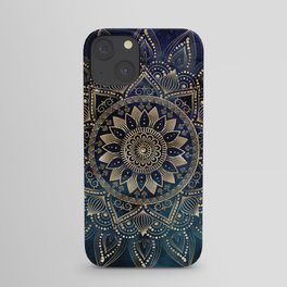 Elegant Gold Mandala Blue Galaxy iPhone Case