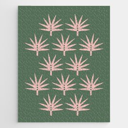 Abstract Shapes Pattern 1 in Sage and Rose Gold (tropical palm) Jigsaw Puzzle