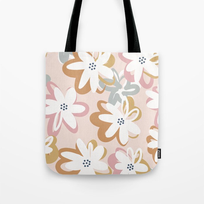Happy Pop Daisy Pattern - Muted Blush Tote Bag