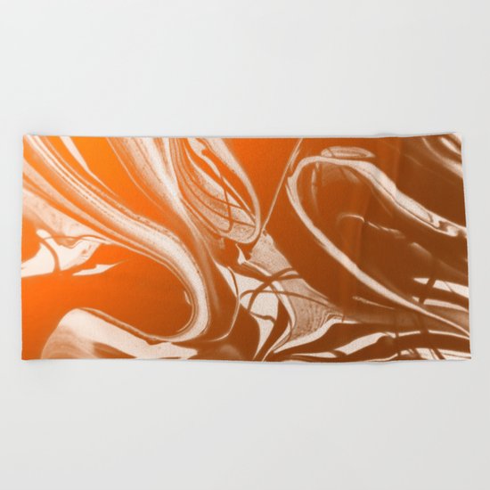 Copper Swirl - Copper, Bronze, gold and white metallic effect swirl pattern Beach Towel