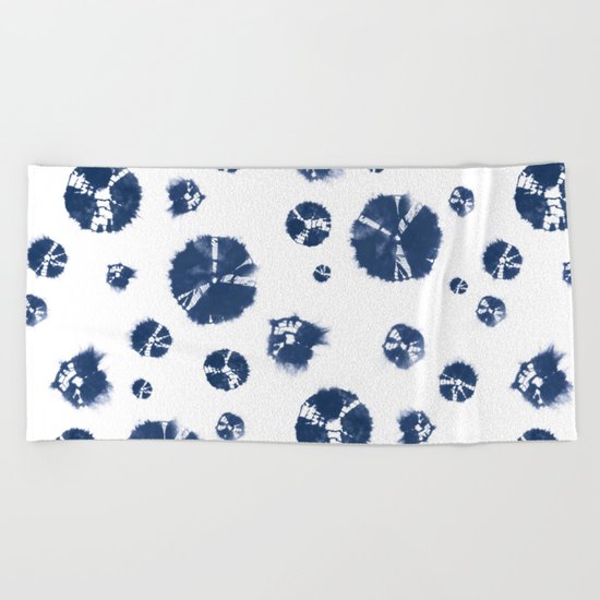 Shibori Polka Splotch Indigo Blue Beach Towel