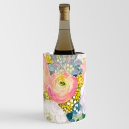 Flowers on sunny yellow Wine Chiller