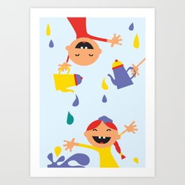 Kids pouring happiness Art Print