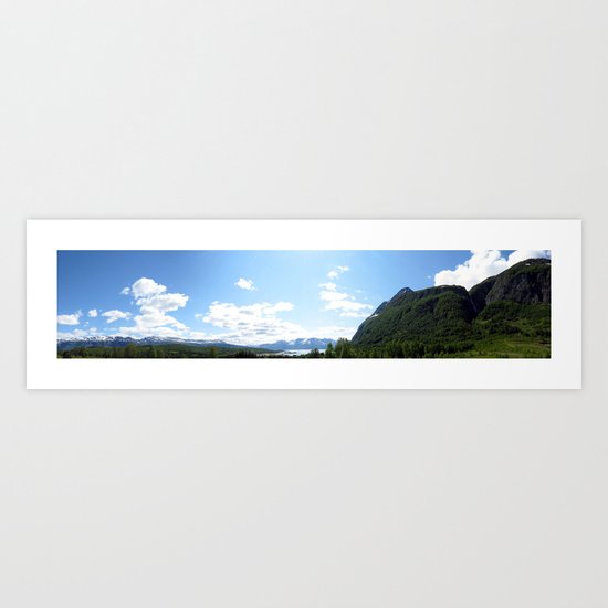 fjord landscape panorama, norway. Art Print