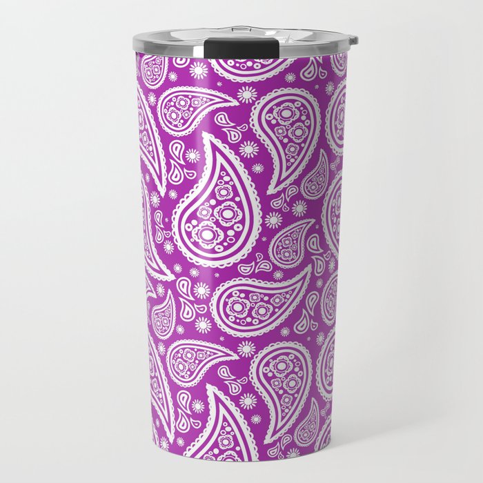 Paisley (White & Purple Pattern) Travel Mug