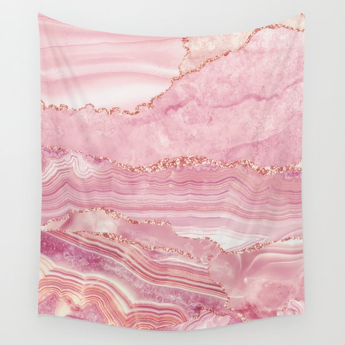 Pink Glamour Marble Agate  Wall Tapestry