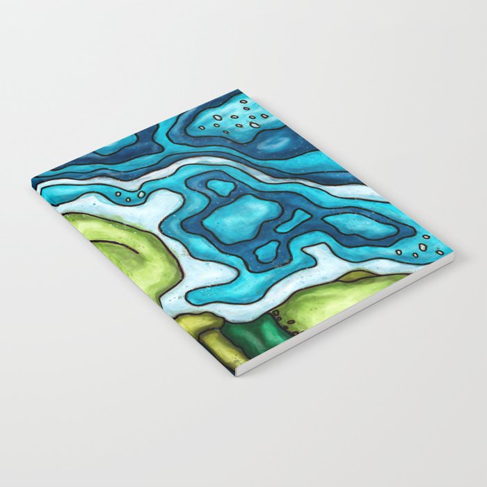 Sea turtle swimming in ocean, bright animal painting Notebook