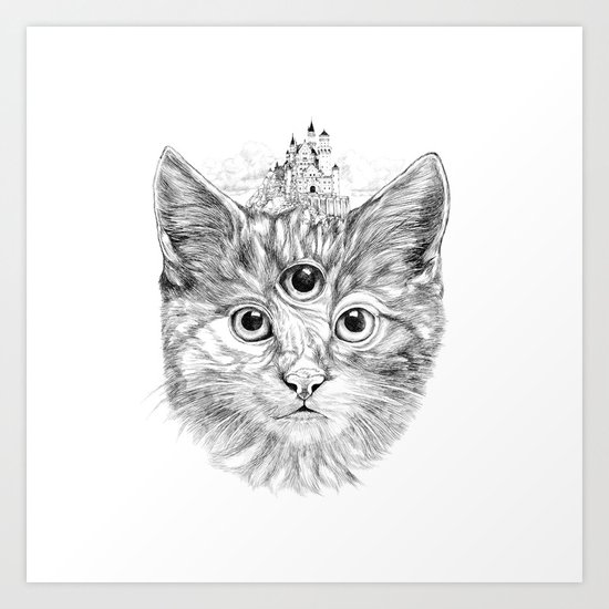 3eyes B&W Art Print