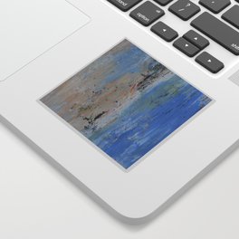 Blue sage tan ivory water coastline abstract Sticker
