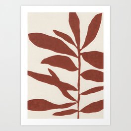 Linocut Branch #3 / Saffron Red Art Print