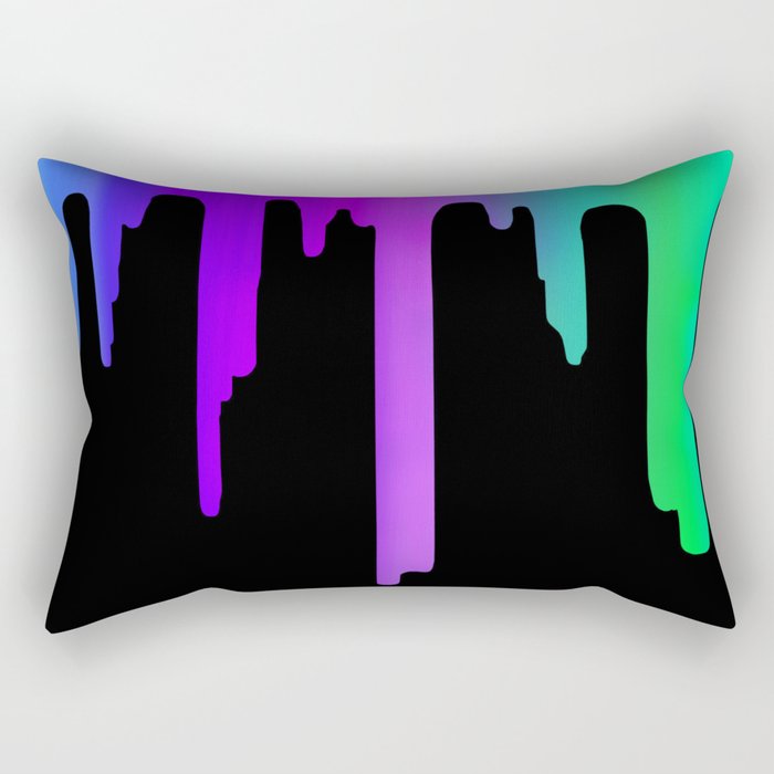 Paint Drip Blue Purple Green Rectangular Pillow
