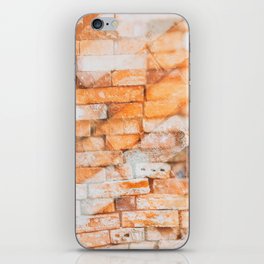 Retro style background or texture in double exposure. The stonewall from old orange bricks.  iPhone Skin