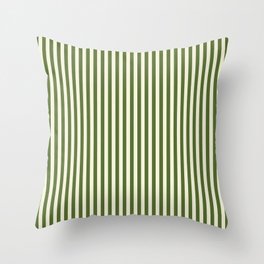 [ Thumbnail: Beige and Dark Olive Green Colored Pattern of Stripes Throw Pillow ]