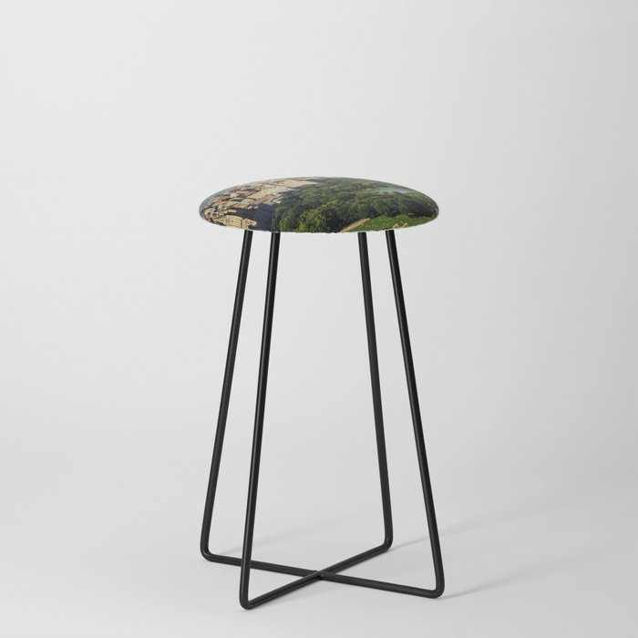 New York City Manhattan aerial view with Central Park and Upper West Side at sunset Counter Stool