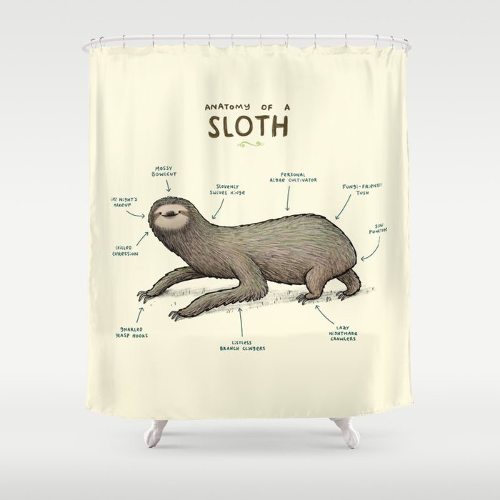 Anatomy of a Sloth Shower Curtain