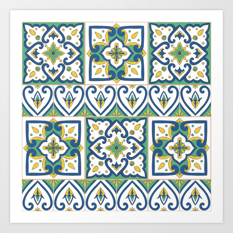 Tile Pattern – Sicilian ceramic from Caltagirone Art by Patterns Journey | Society6