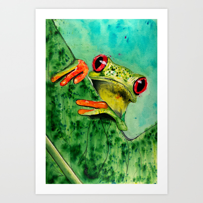 Watercolor Tree Frog Art Print By Kraaftshaak Society6
