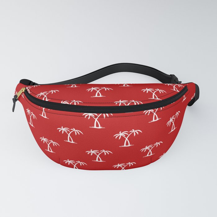 Red And White Palm Trees Pattern Fanny Pack
