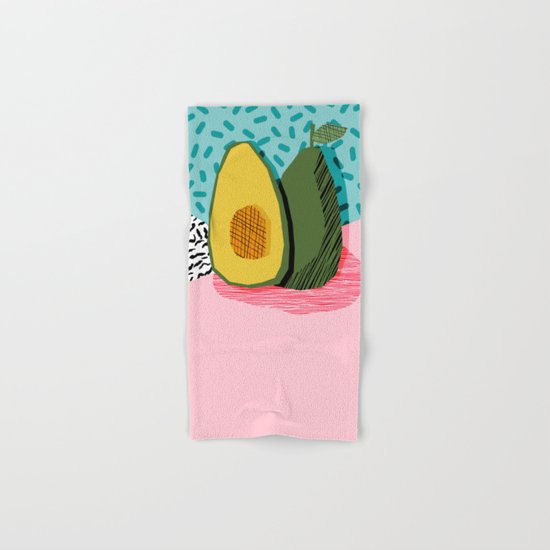 Choice - wacka memphis throwback retro neon fruit avocado vegetable vegan vegetarian art decor Hand & Bath Towel